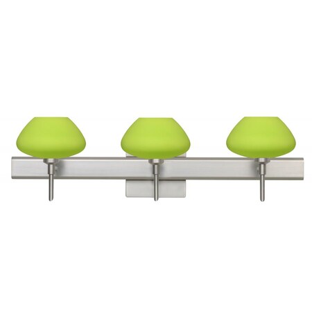 Besa Lighting Besa Wall With SQ Canopy Peri Satin Nickel Chartreuese 3x40W G9 3SW-541035-SN-SQ